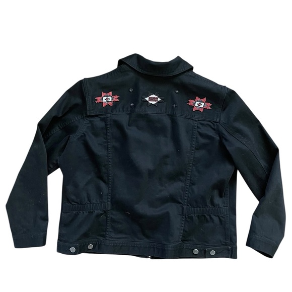 Lauren Jeans Co. Southwest Aztec Beaded Detail Black Jean Jacket 1X plus western - Picture 1 of 7